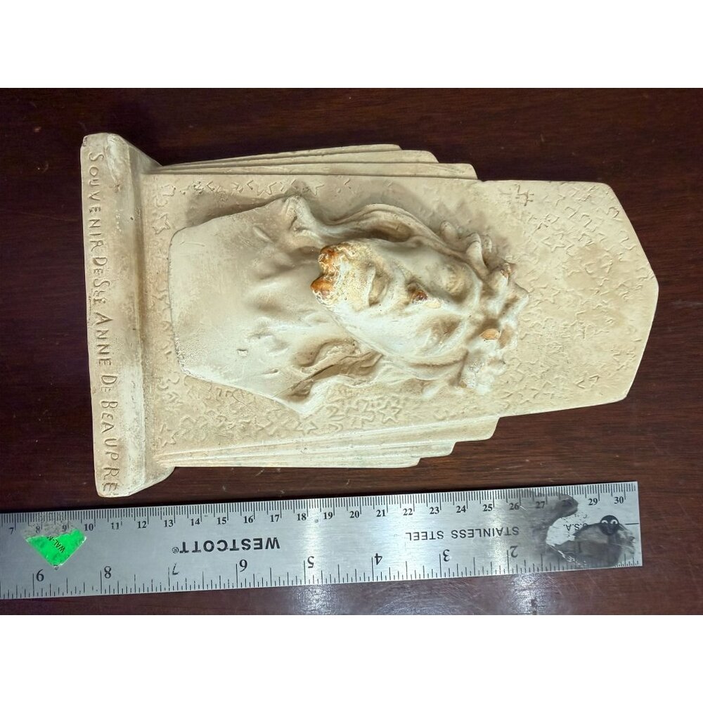 Souvenir De Ste. Anne De Beaupre Jesus Plaque With Crown Of Thorns - Vintage Rel